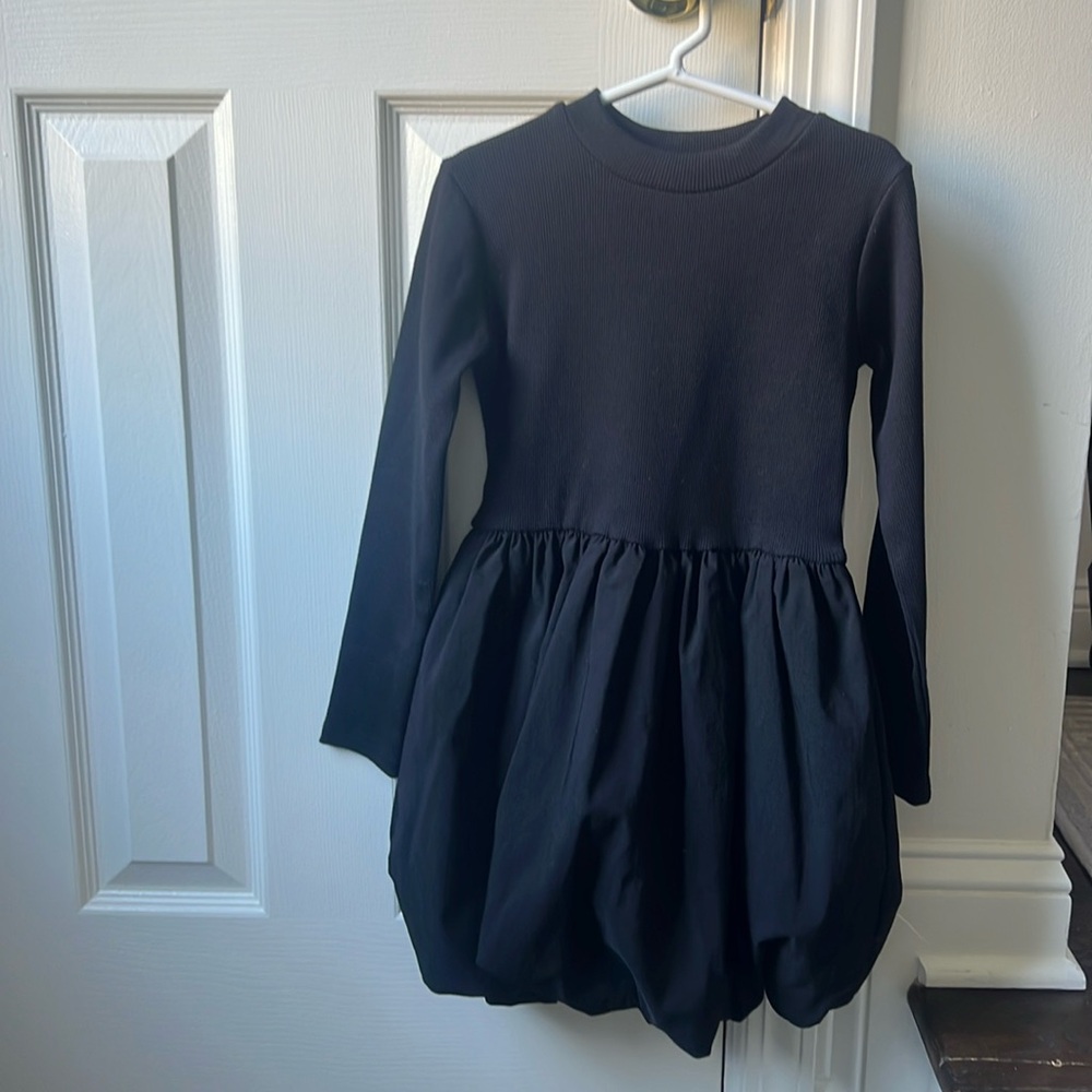 Zara girls black balloon dress
